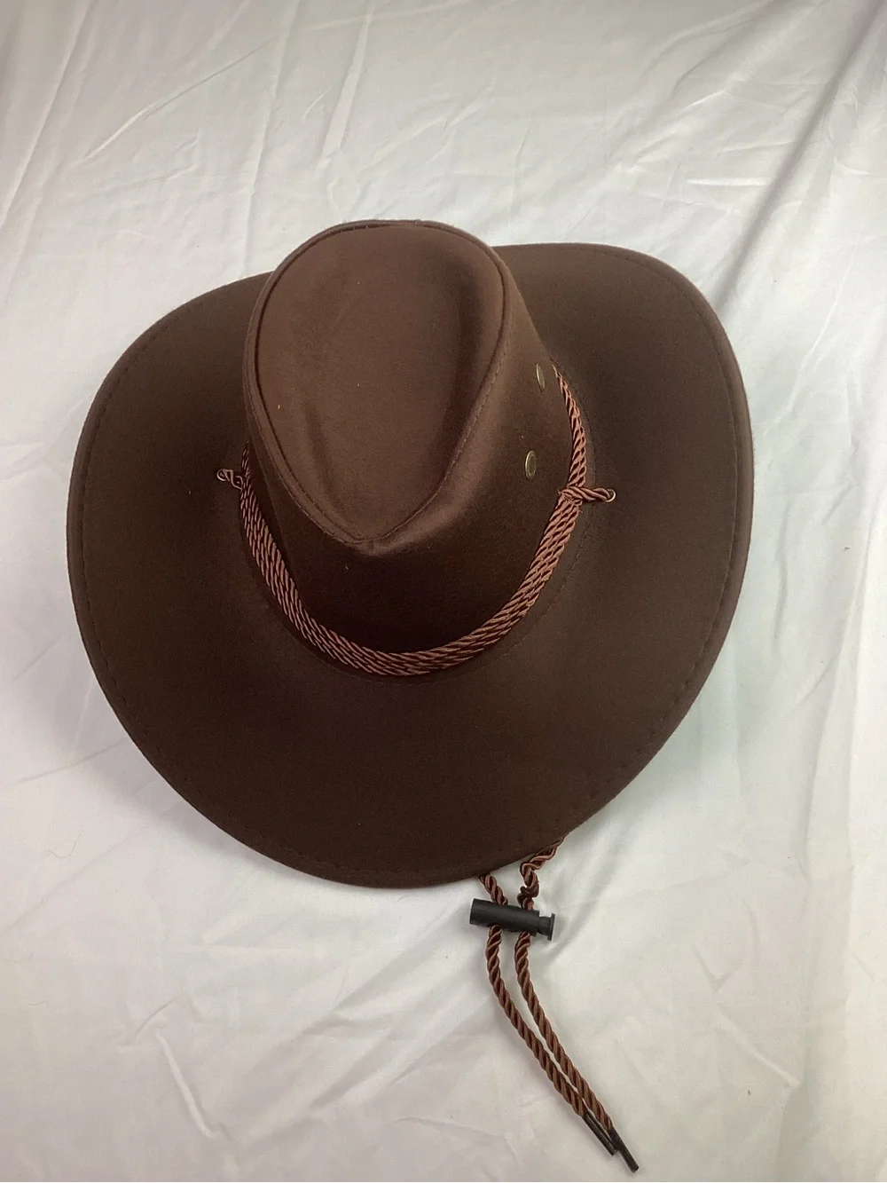 Brown Western Cowboy Hat with Braided Chin Cord